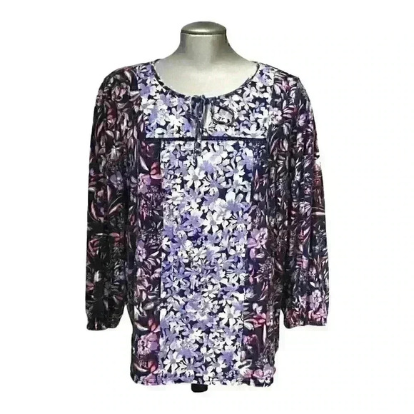 Vintage America Emerson Boho Floral  Flowy Cottagecore Hippie Purple - Picture 1 of 11